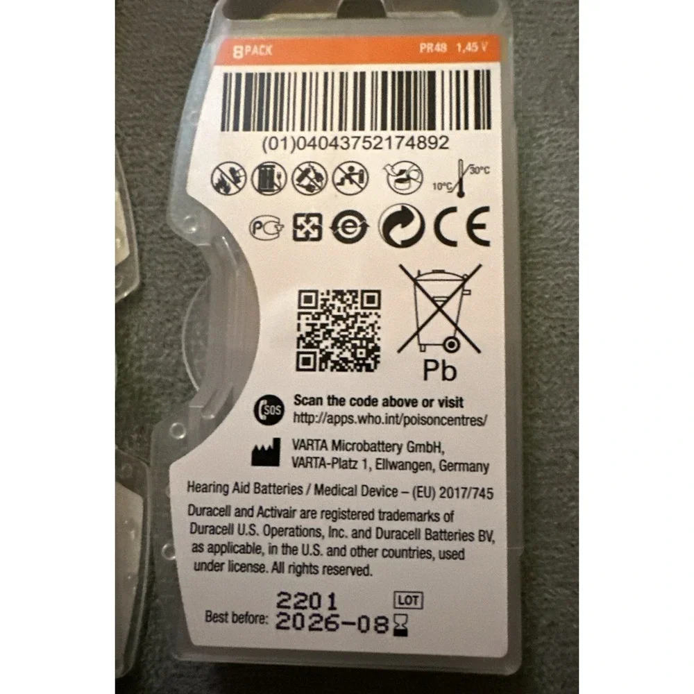 160 Duracell‎ Hearing Aid Batteries Size #13 (2 Boxes Of 80) Best By 2026-08